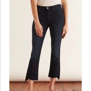 MOTHER The Insider High Rise Crop Step Fray Bootcut Jeans in After Party